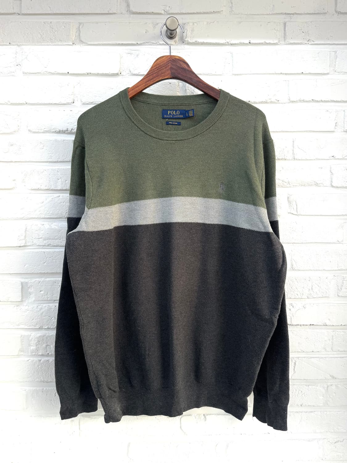 폴로 그린차콜 배색 코튼니트 상품이미지3