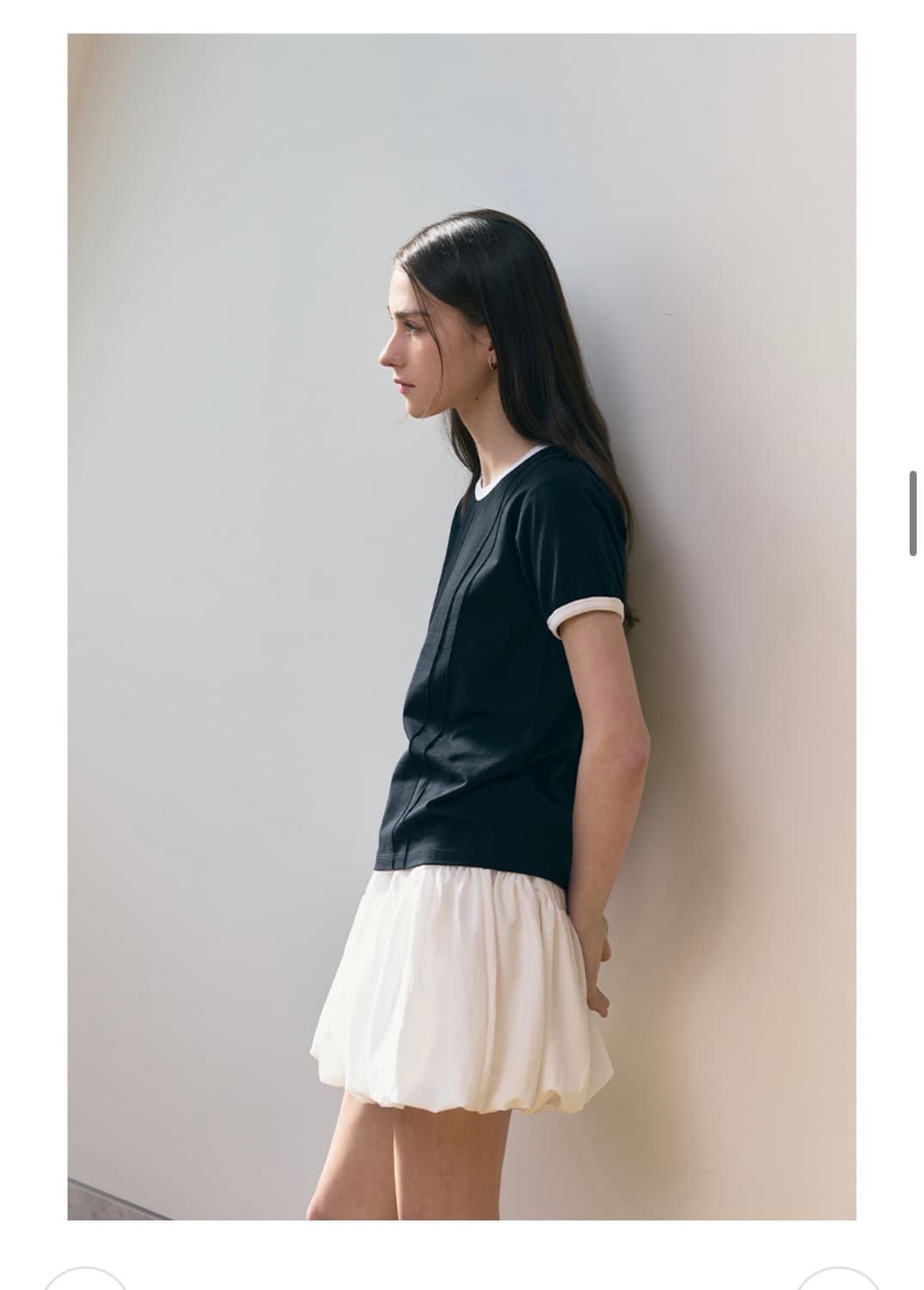 (새상품)(S) 드로우핏 우먼 더블 핀턱 링거 티셔츠 [BLACK] 반팔 상품이미지5