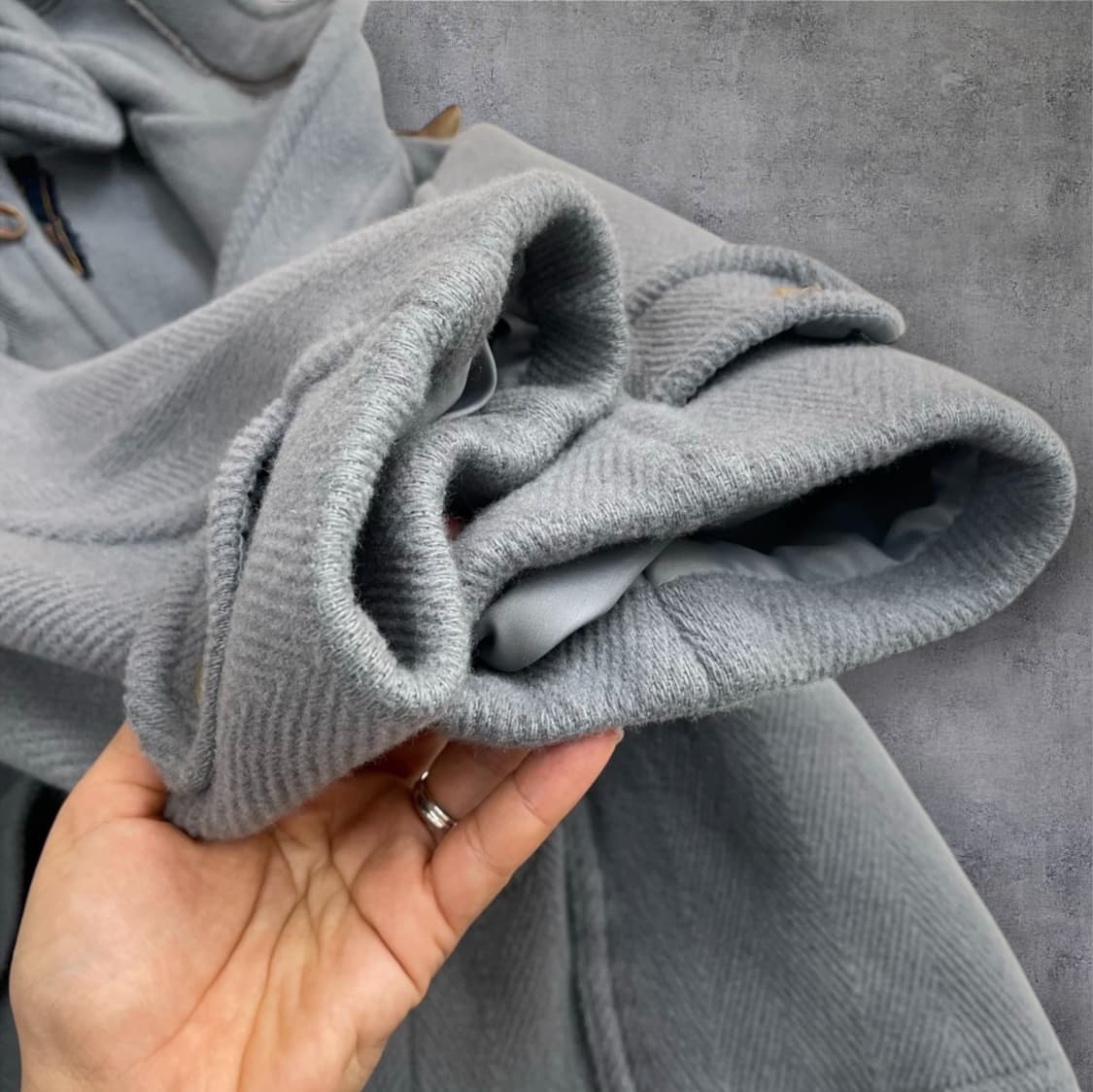 글로버올 GLOVERALL 파스텔블루 그레이 헤링본 더플코트 EUR 38 상품이미지7