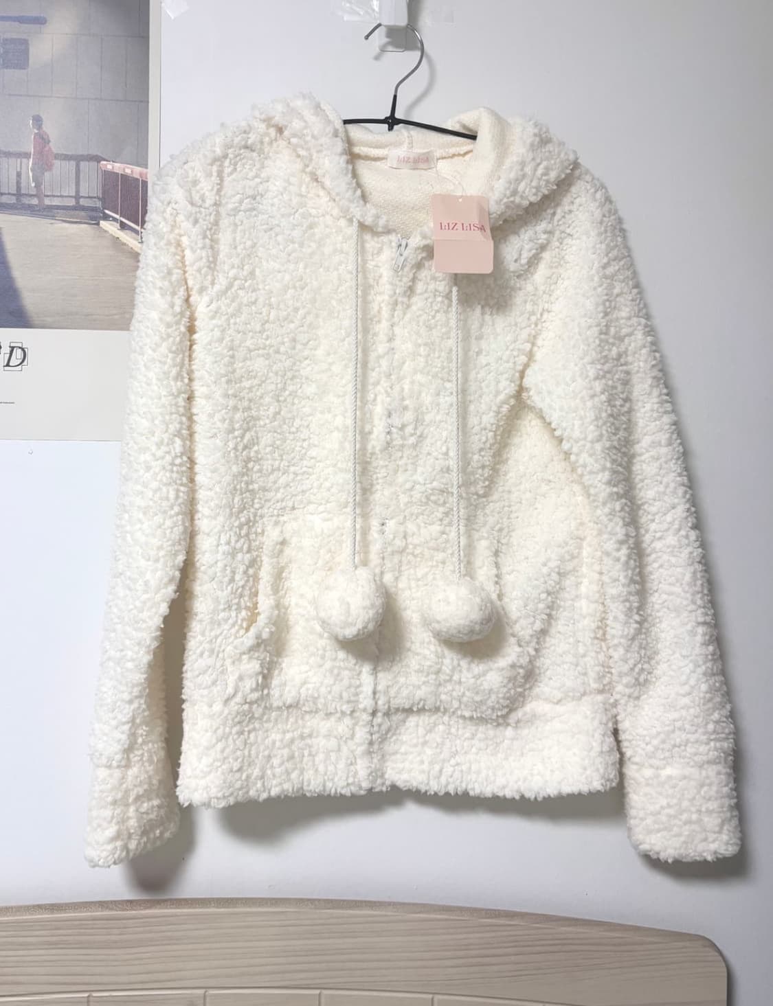 빈티지 리즈리사 달천 히메갸루 뽀글이 폼폼 후드집업 상품이미지1