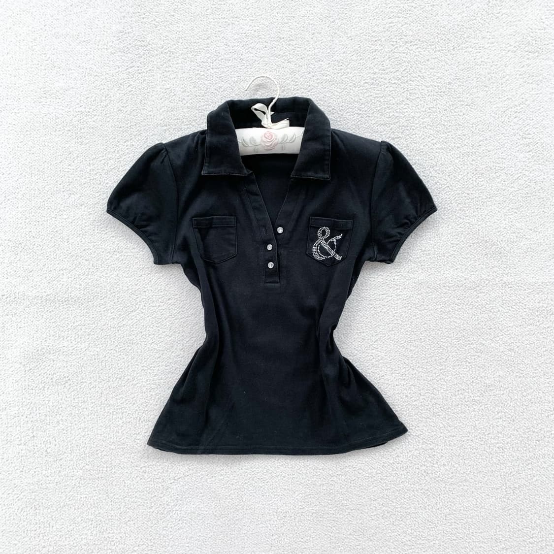 P&d 핑키앤다이안 큐빅 퍼프 공겜여주 블라우스 상품이미지1