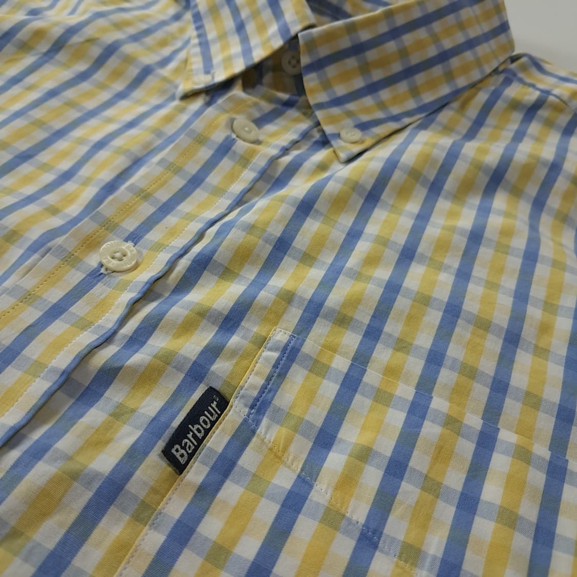 CK365 2XL 바버 00s 옐로우 블루 멀티 체크 반팔 셔츠 남방 상품이미지5