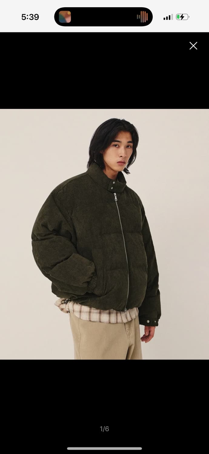 (덕 다운) 코듀로이 헤링턴 다운 점퍼_카키 상품이미지1