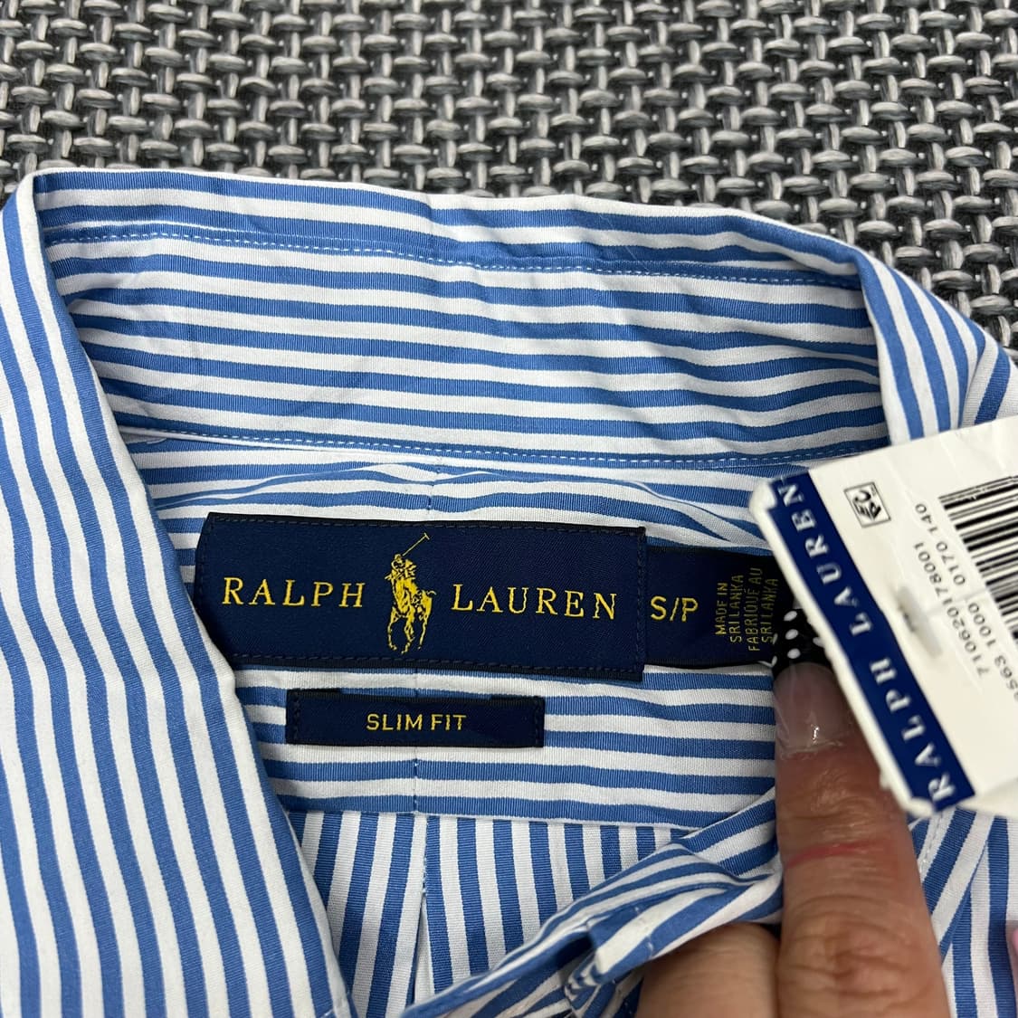 폴로 블루화이트 스트라이프 슬림핏 셔츠 상품이미지3