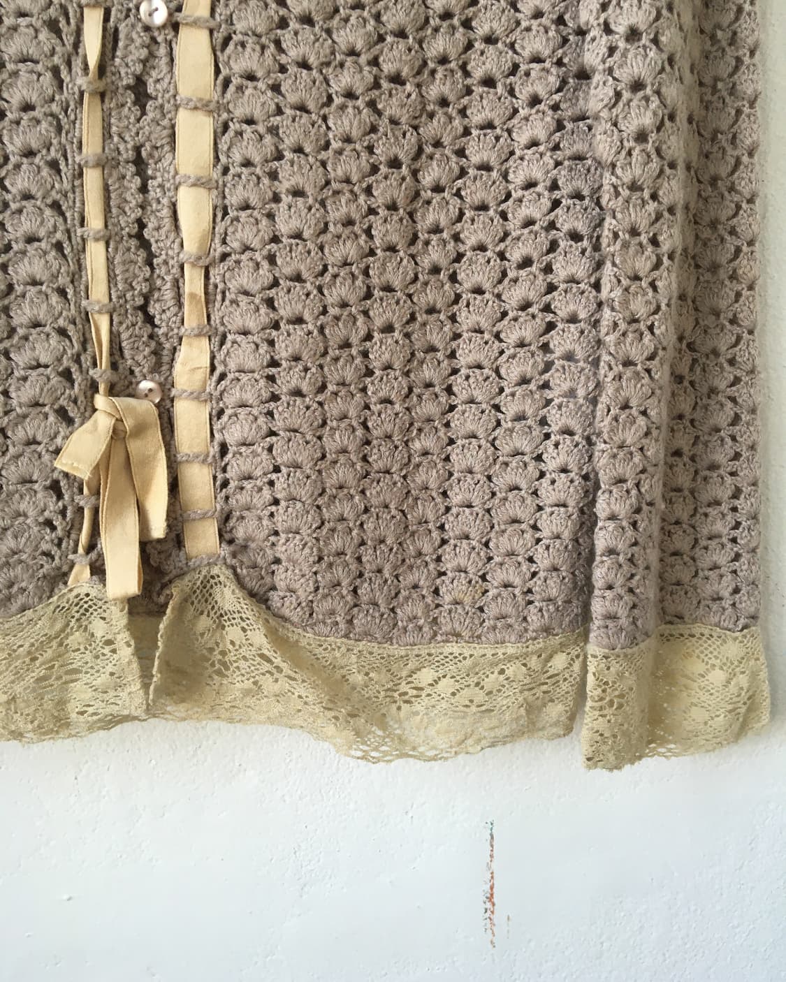 Lace ribbon trimming crochet cardigan 상품이미지4