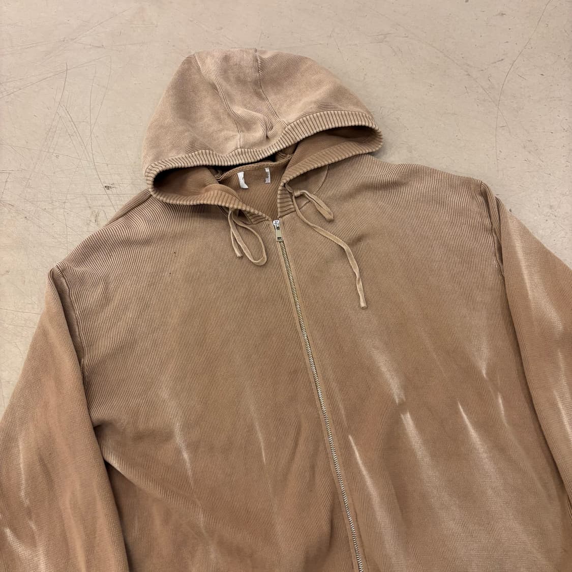 빈티지 워싱 베이지 후드집업 상품이미지2
