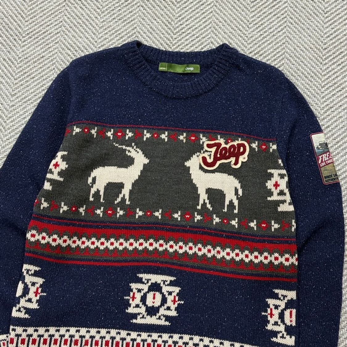 지프 패턴 라운드넥 니트 v2354 상품이미지3