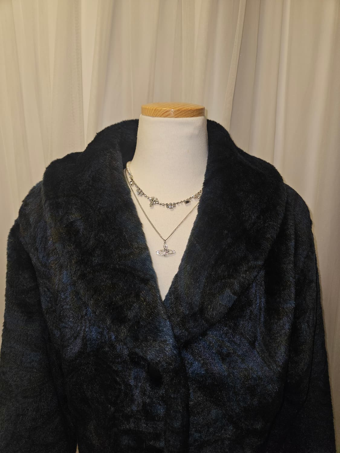 빈티지 다크 네이비 공겜여주 히메 퍼자켓 상품이미지2