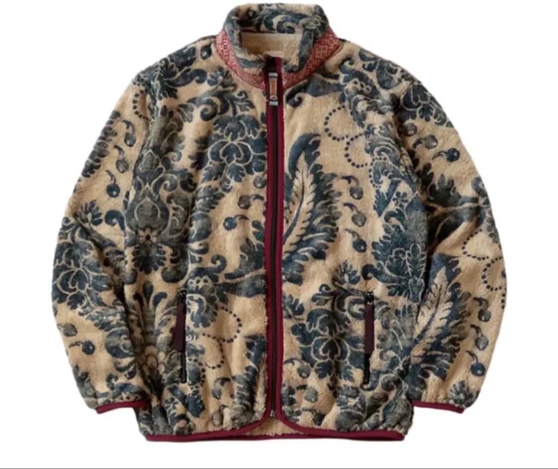 캐피탈 다마스크 패턴 플리스 집 블루존 베이지 상품이미지1