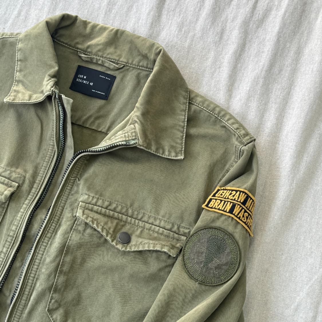 자라 밀리터리 패치 카키 야상자켓 M 상품이미지2