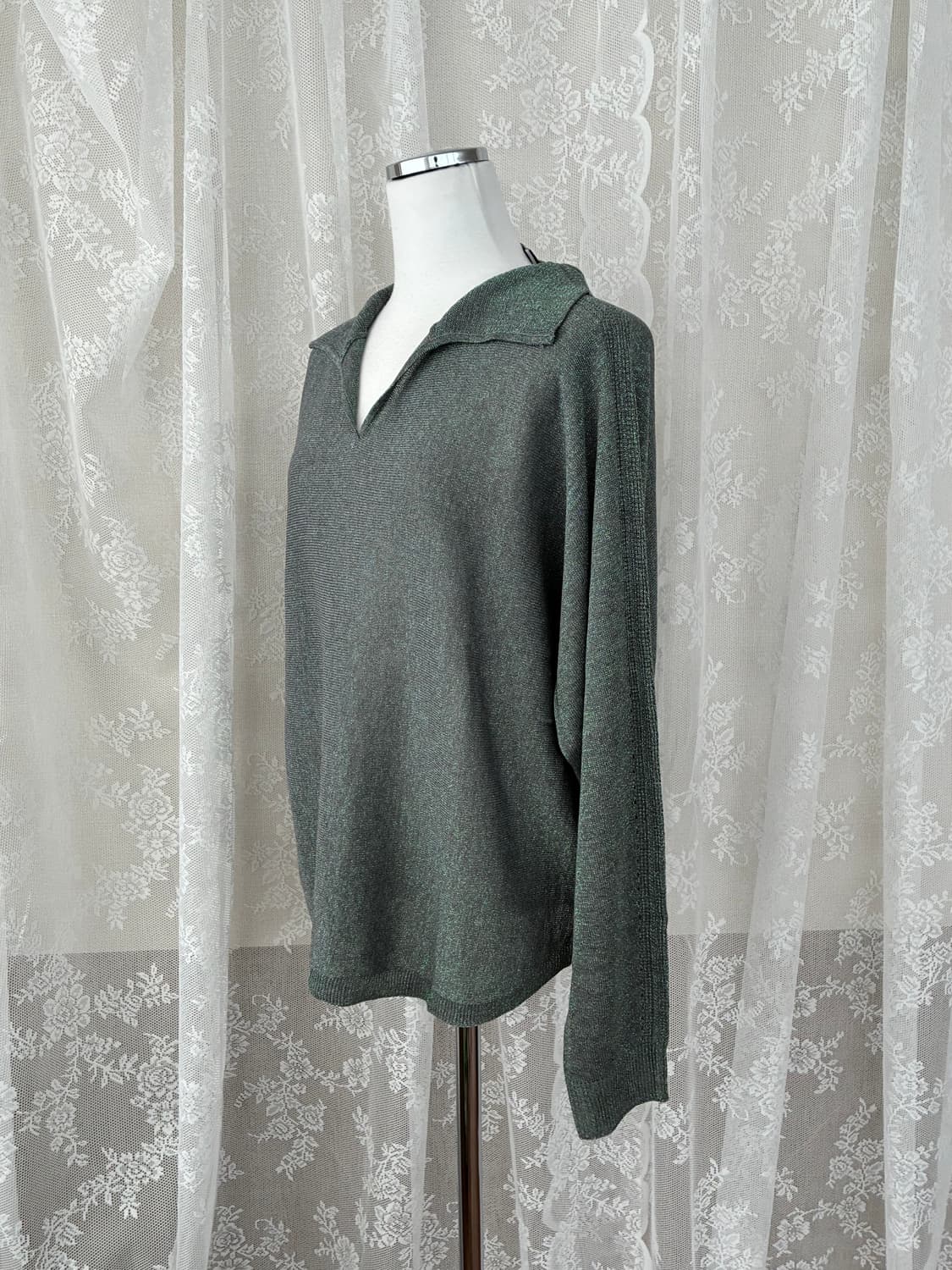 S) 새상품 칼라거펠트 글리터 니트 그린 상품이미지2