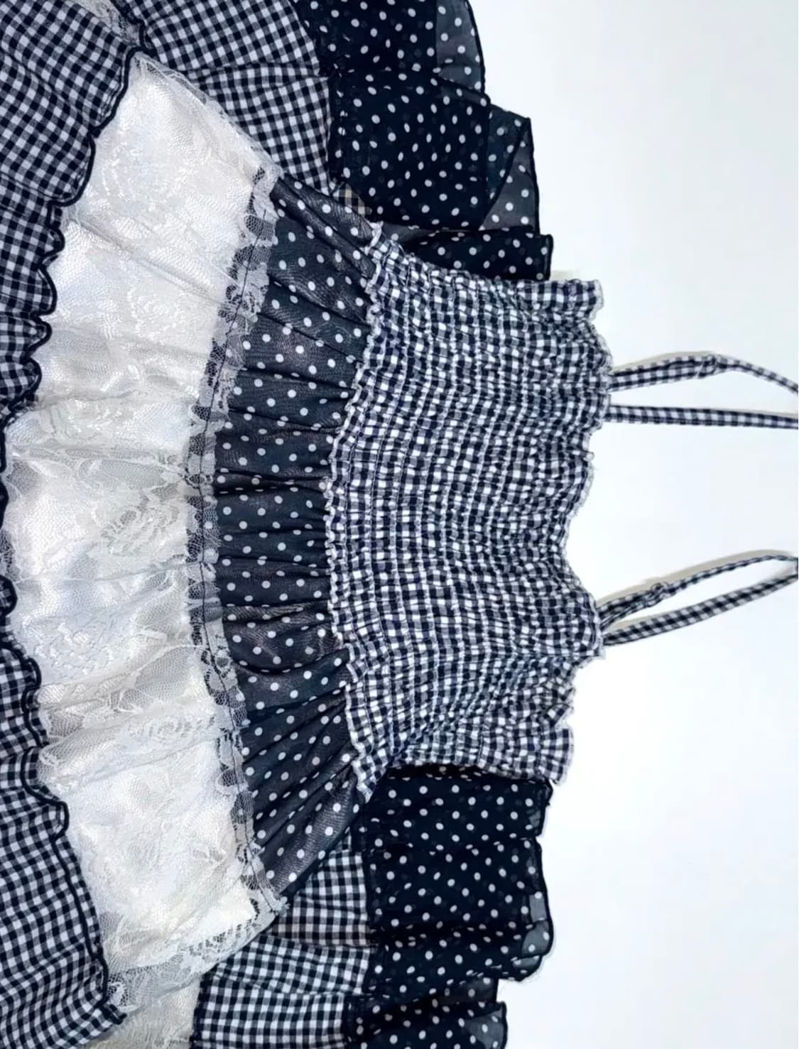 일본 빈티지 모리걸 네이비 도트 패치원피스 리즈리사트랄라라엑시즈팜 상품이미지3