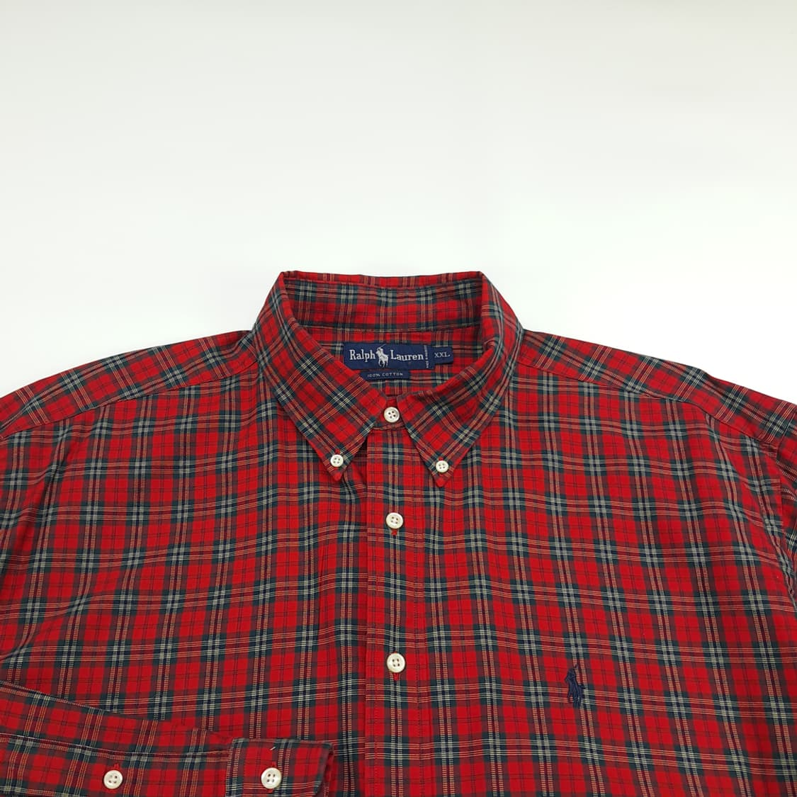 CN444 2XL 폴로 랄프로렌 클래식 레드 타탄체크 긴팔 셔츠 남방 상품이미지3