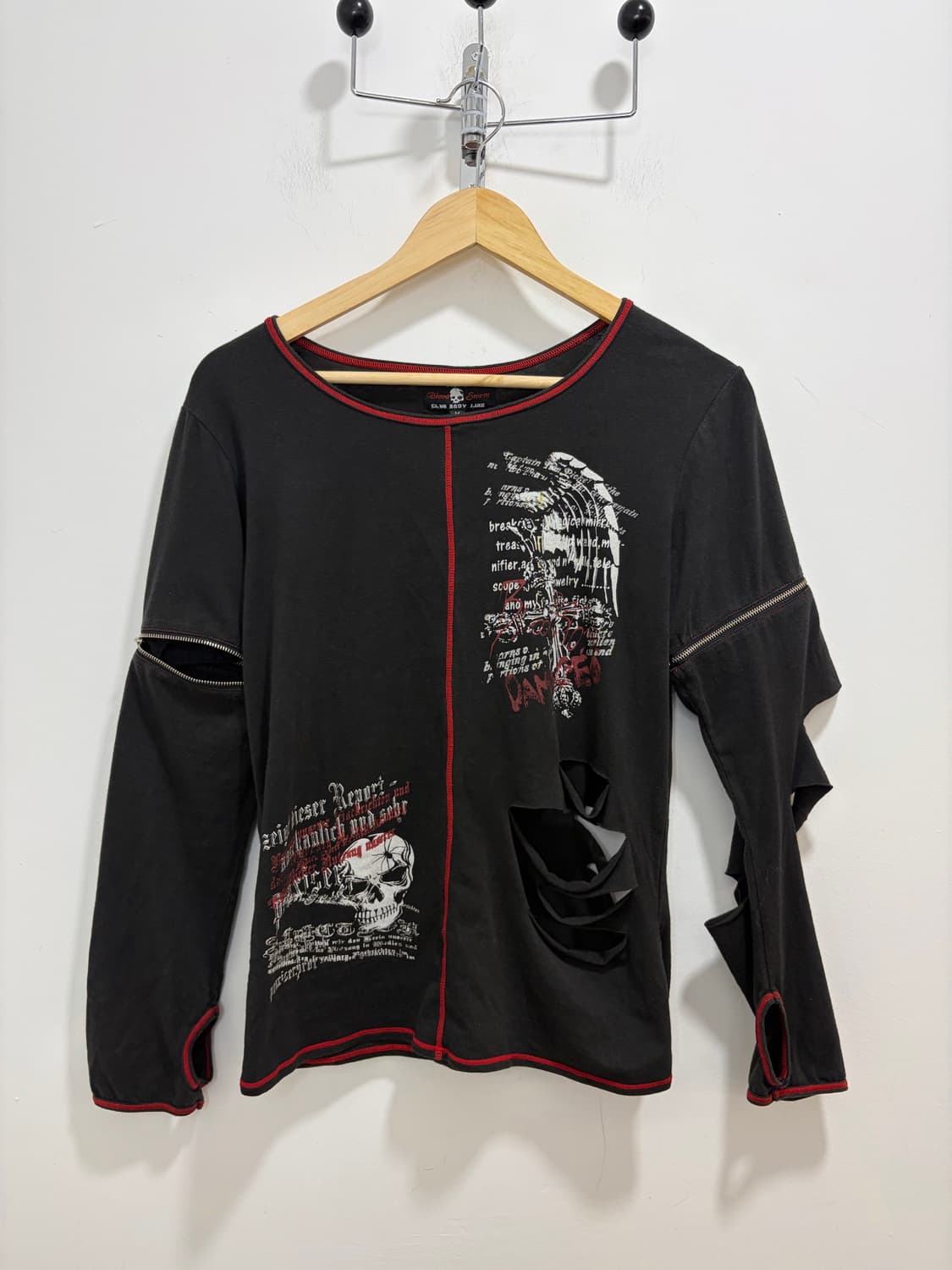 Blood storm 스컬 지퍼 고스룩 긴팔 티셔츠 상품이미지6