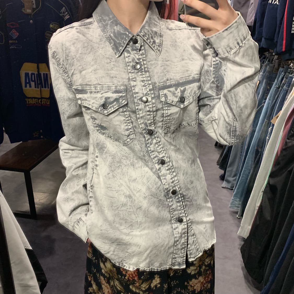 [IM] WOWLOOKZ 와우룩즈 애시드 워싱 셔츠 그레이 상품이미지2