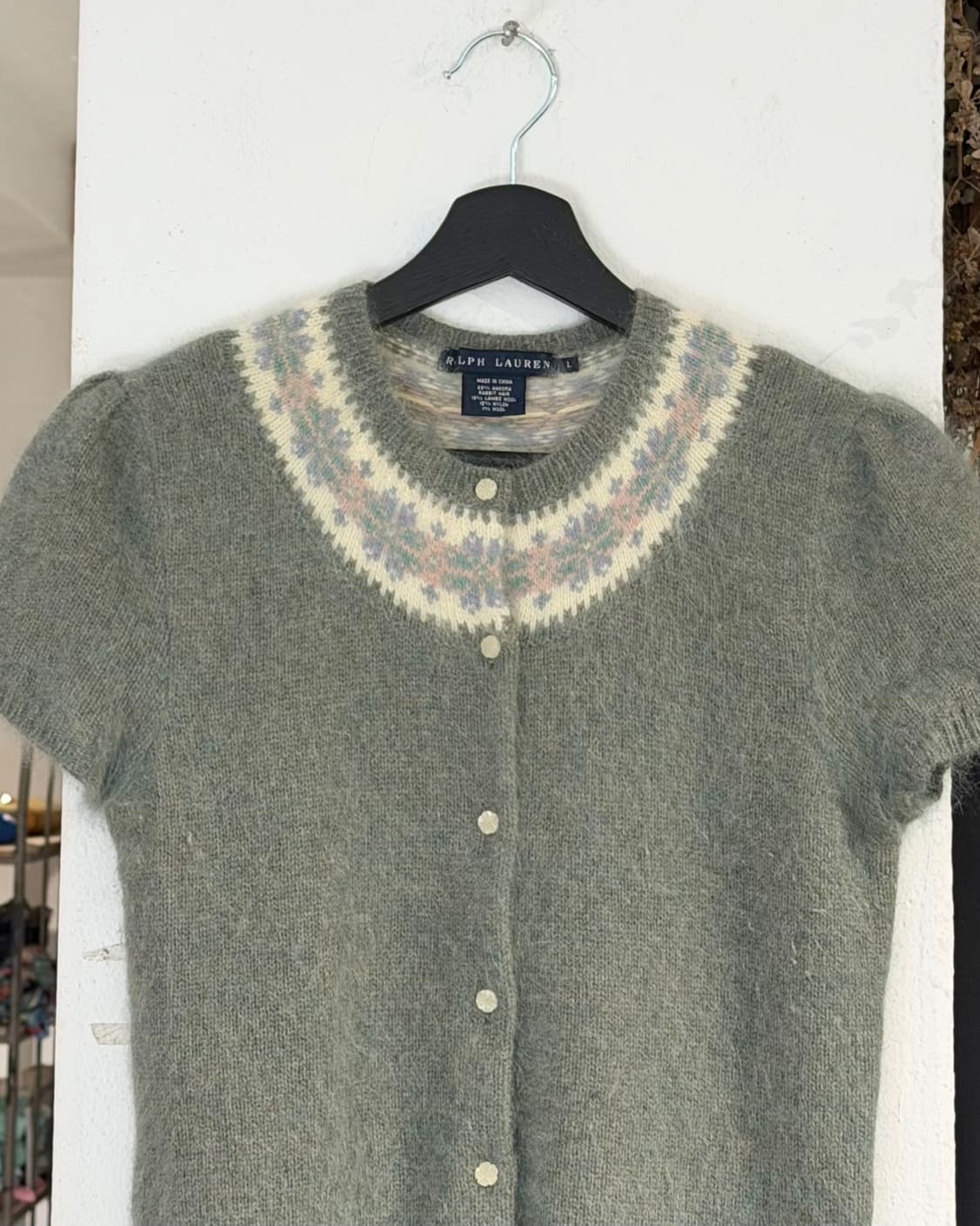 랄프로렌 민트 앙고라 혼방 페어 아일 하프 슬리브 가디건 상품이미지4