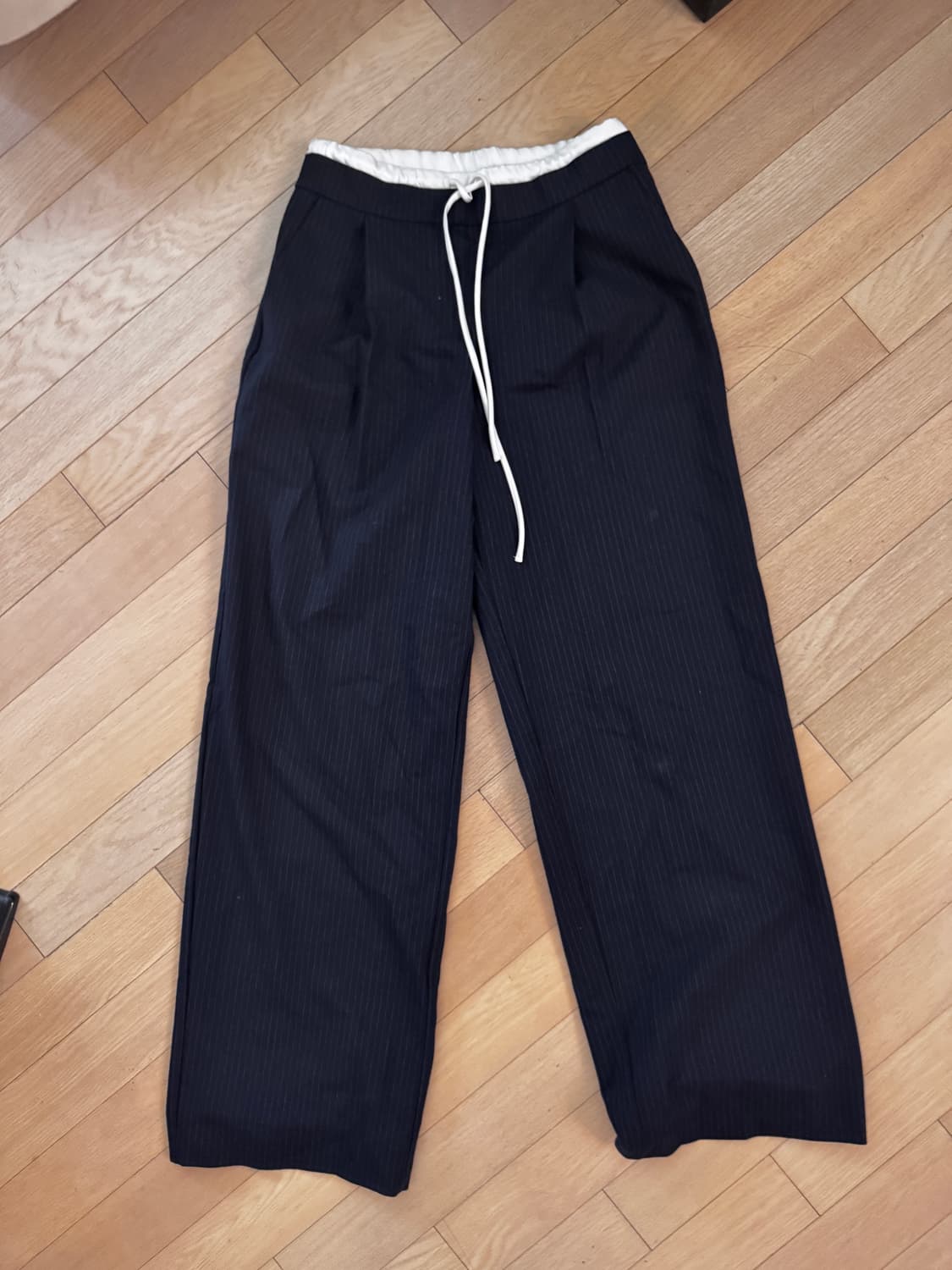 자라 더블웨이스트 와이드팬츠 네이비 상품이미지2