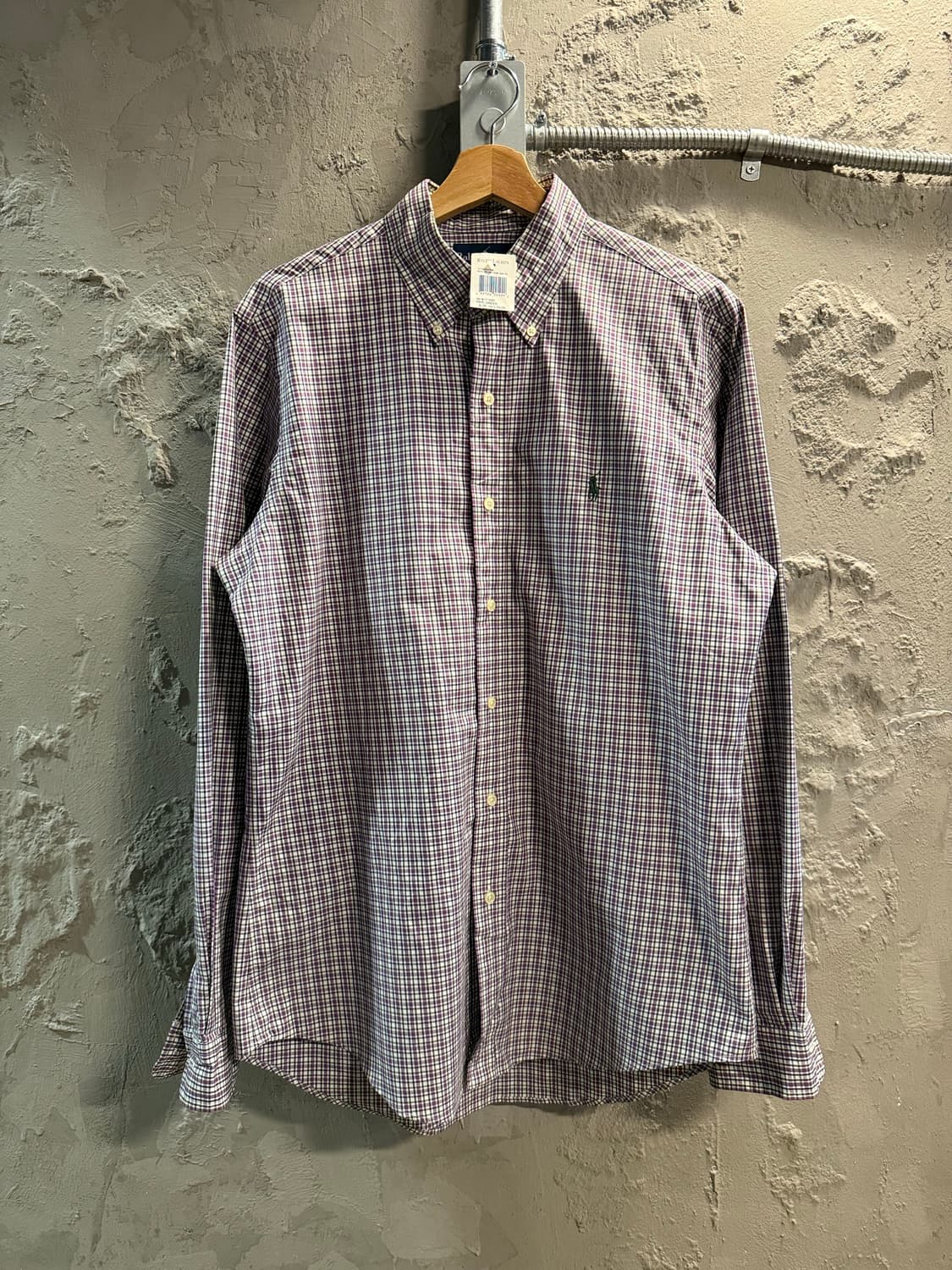 M 폴로 랄프로렌 POLO 커스텀핏 체크 버튼다운 셔츠 퍼플그린 상품이미지1