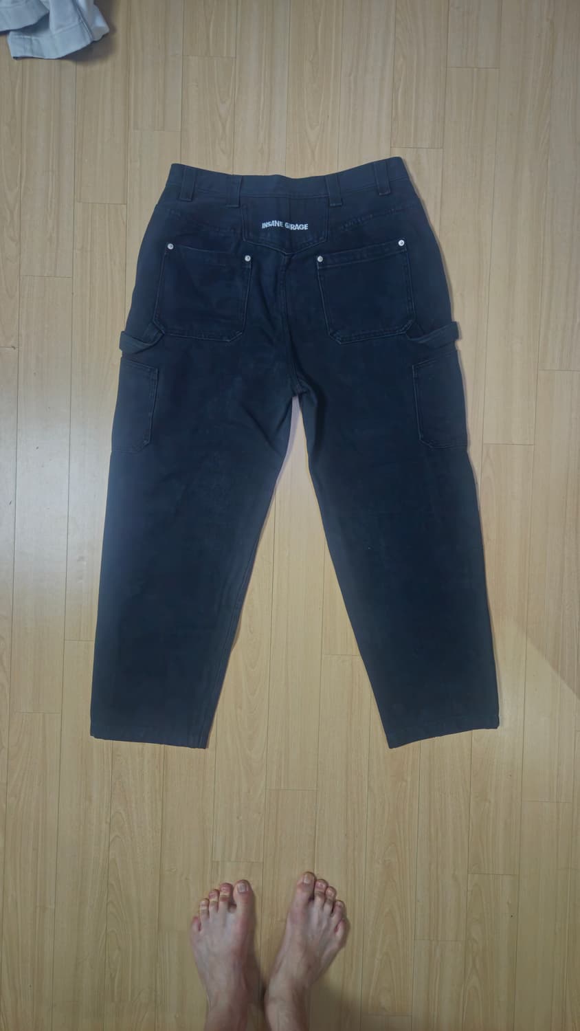 인세인개러지 더블니 워크팬츠 블랙 2 상품이미지2