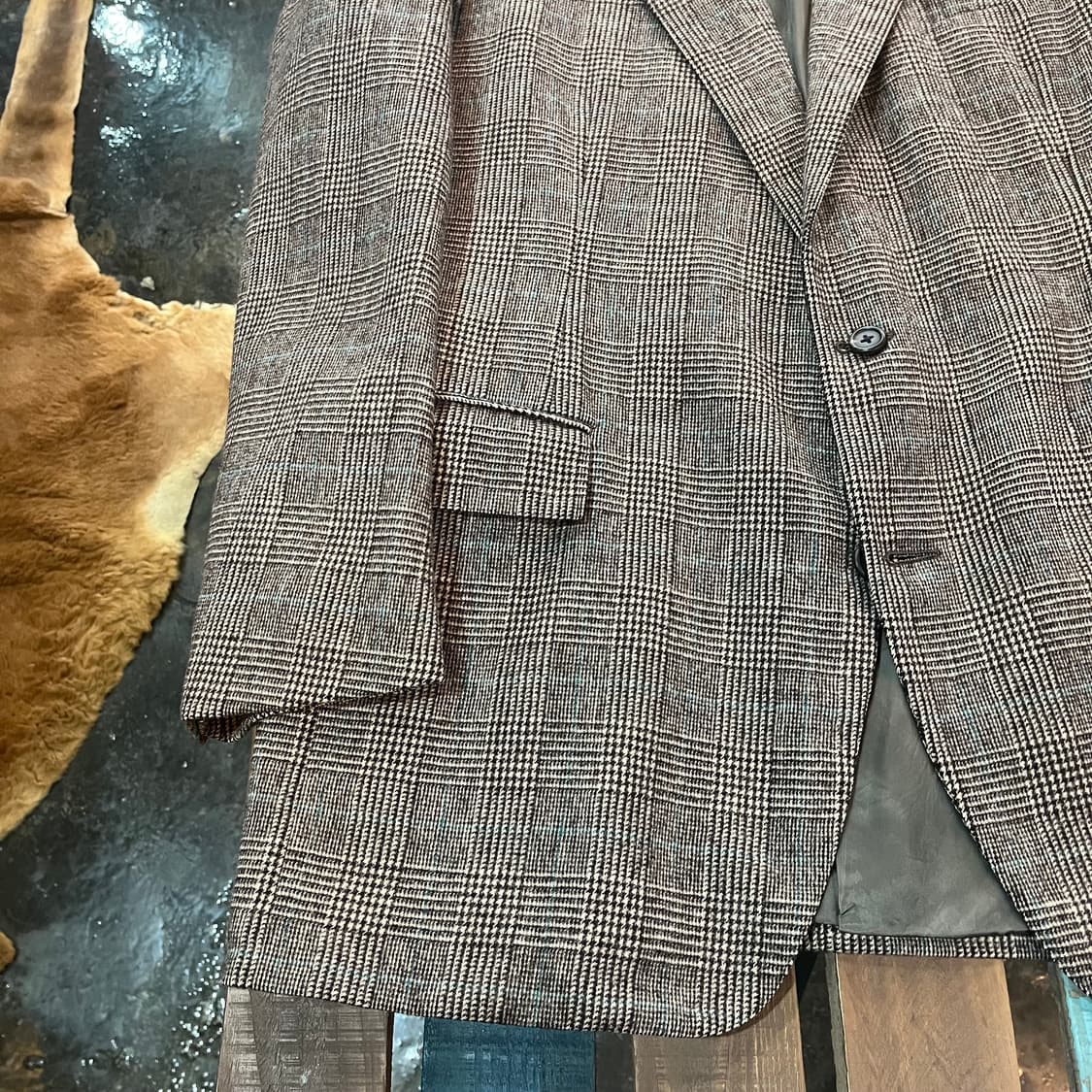 80~90s US 메이드 폴로 랄프로렌 체크 울 블레이저 상품이미지3