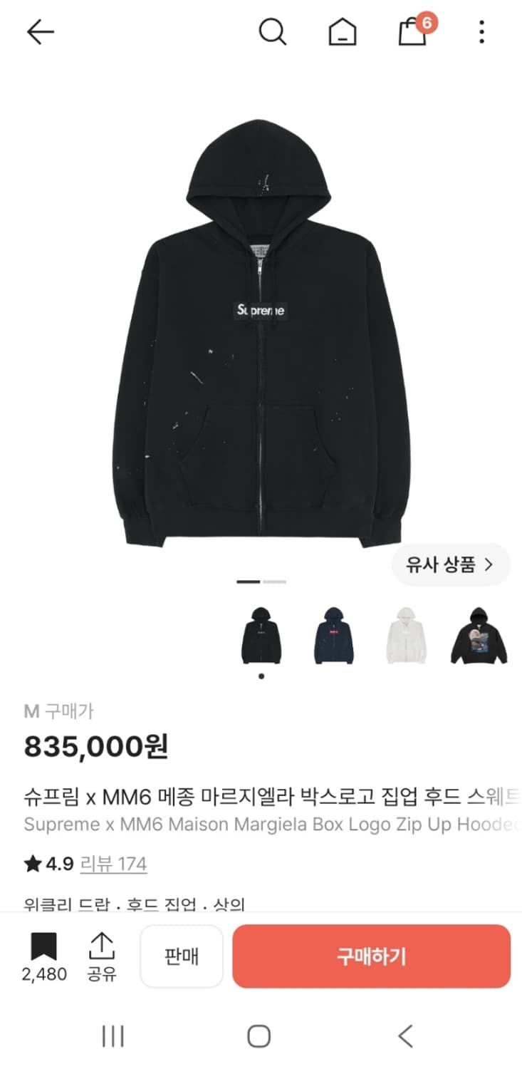 슈프림 마르지엘라 후드집업 판매합니다 상품이미지1