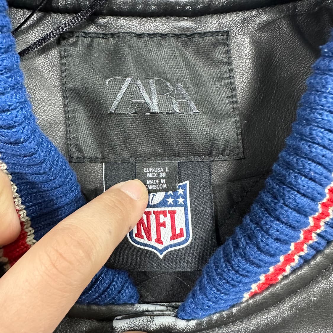 ✨ (바배) 자라 x NFL 레더 가죽 봄버 바시티 자켓  상품이미지3