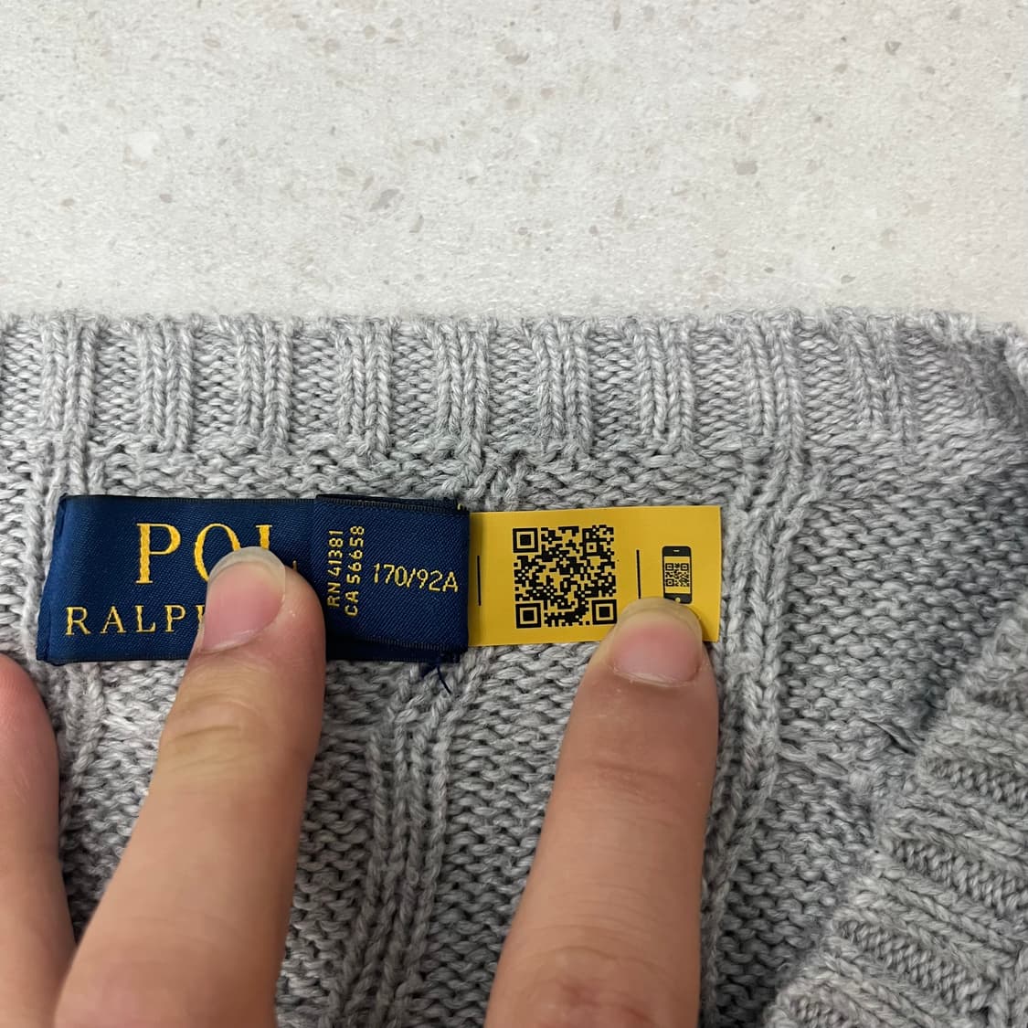 (QR정품) 폴로 그레이 케이블 니트 상품이미지4