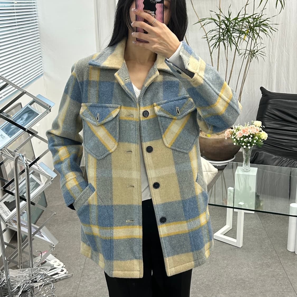 VOX 모직 체크 오버셔츠 자켓 상품이미지1