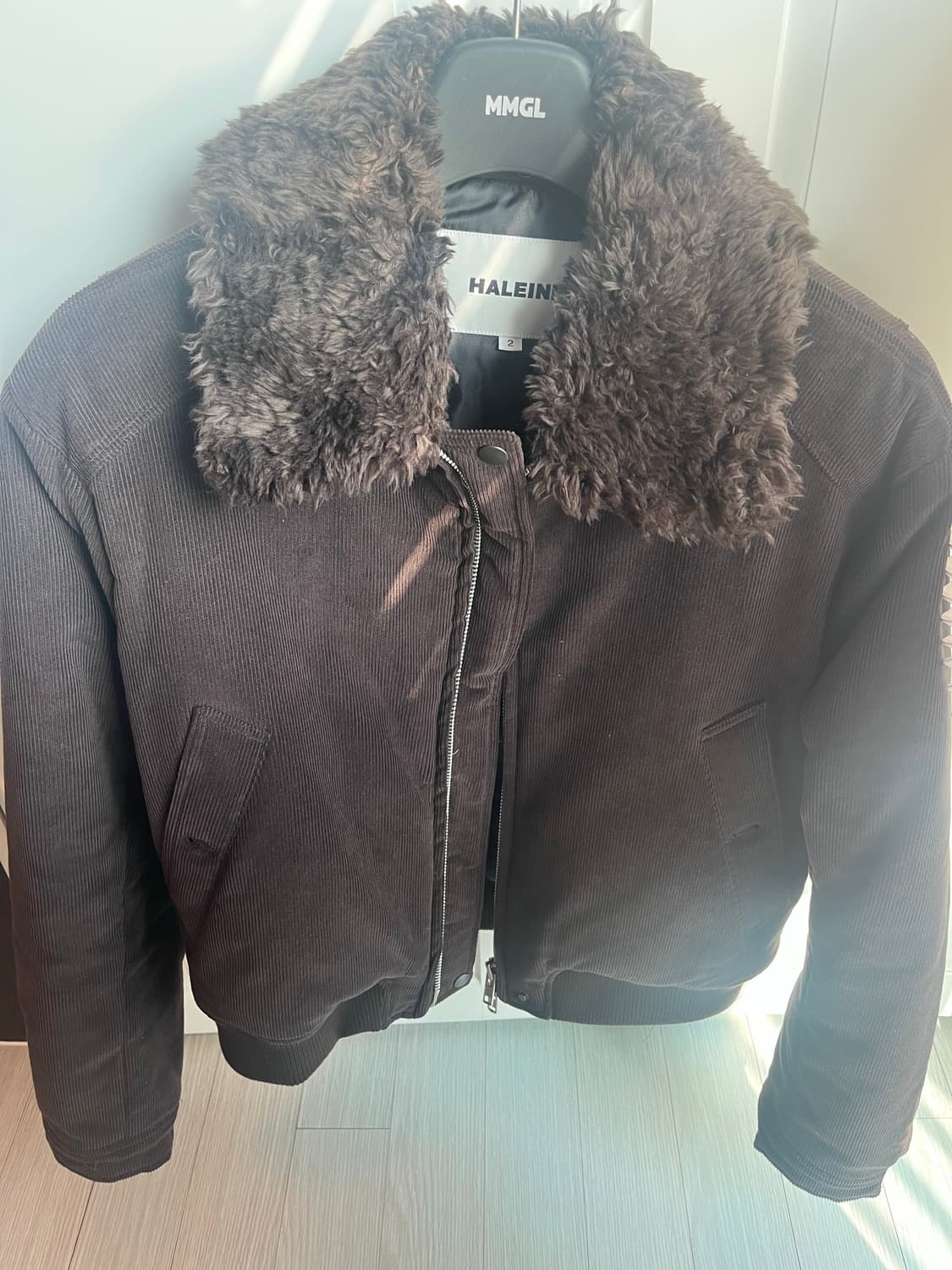 알렌느 디테쳐블 카라 코듀로이 패딩 블루종 브라운 2size 상품이미지3