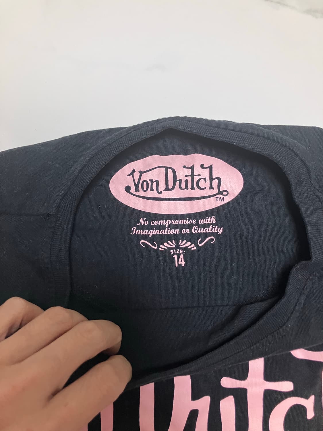 본더치 Y2K 슬림 베이비티 다크 그레이 연핑크 반팔티 상품이미지3