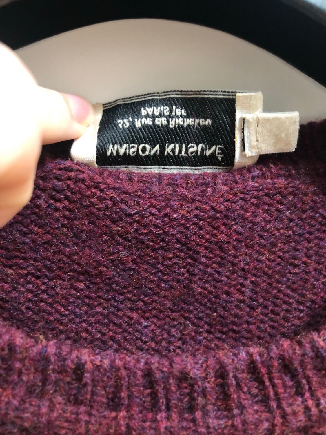 [남성L] 메종키츠네 폭스헤드 니트 버건디 상품이미지5