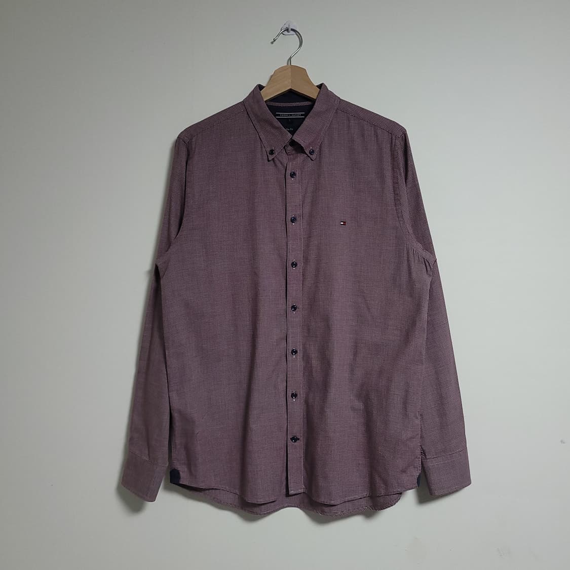 (L) 타미힐피거 긴팔 셔츠 남방 체크 패턴 슬림핏 상품이미지1