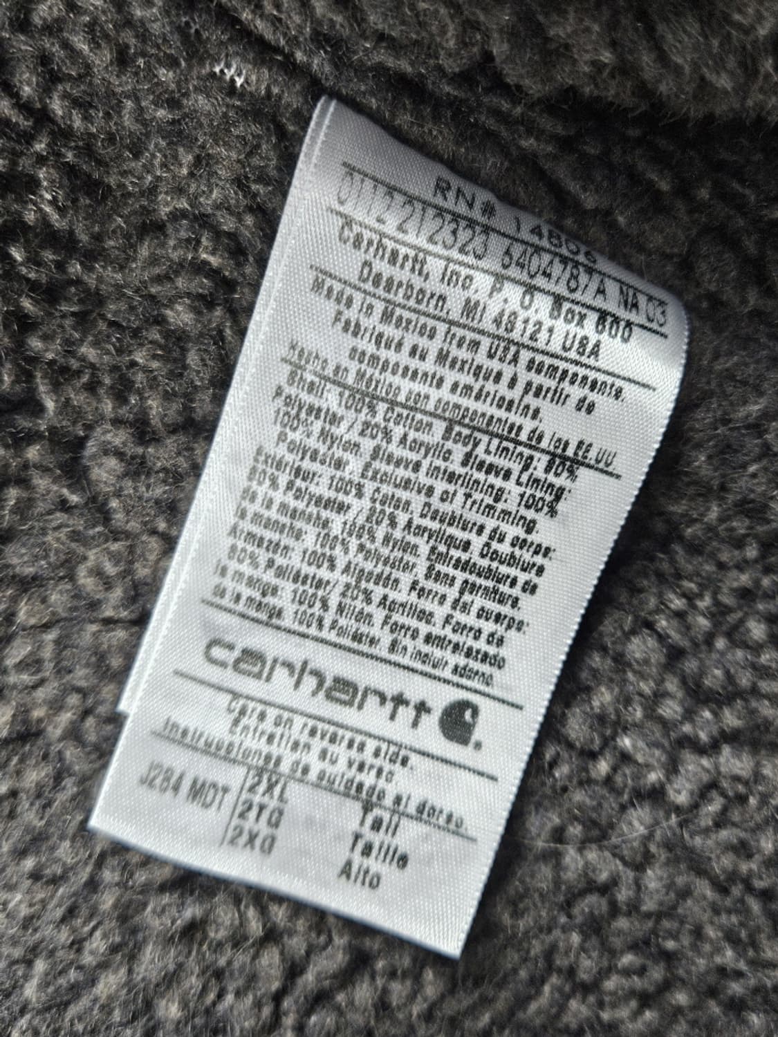 칼하트 J284 쉐르파 라인드 캔버스 워크 자켓 (2XL) / 10490 상품이미지8