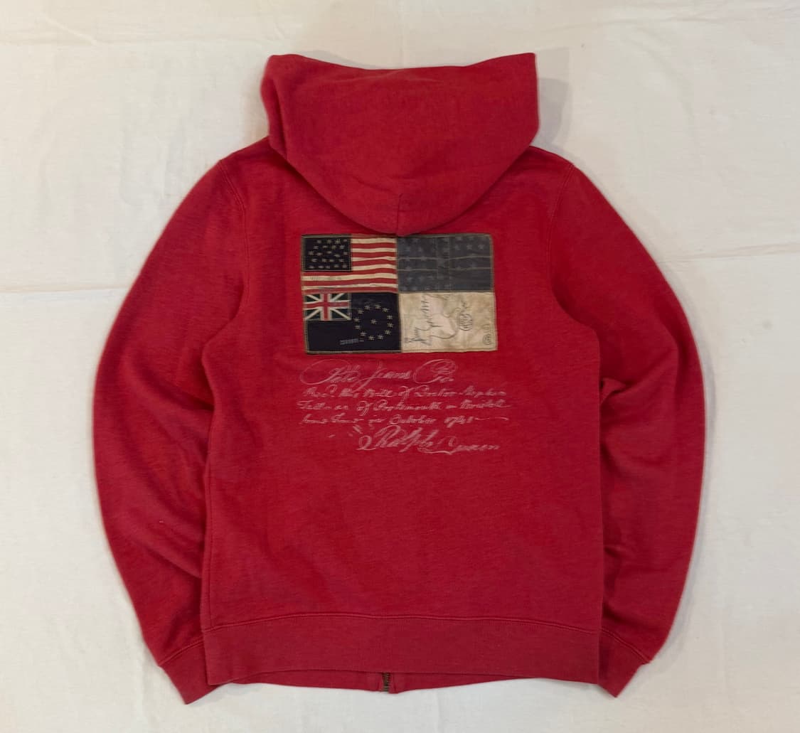 폴로 랄프로렌 폴로진스 성조기 패치 후드집업 코랄 상품이미지4