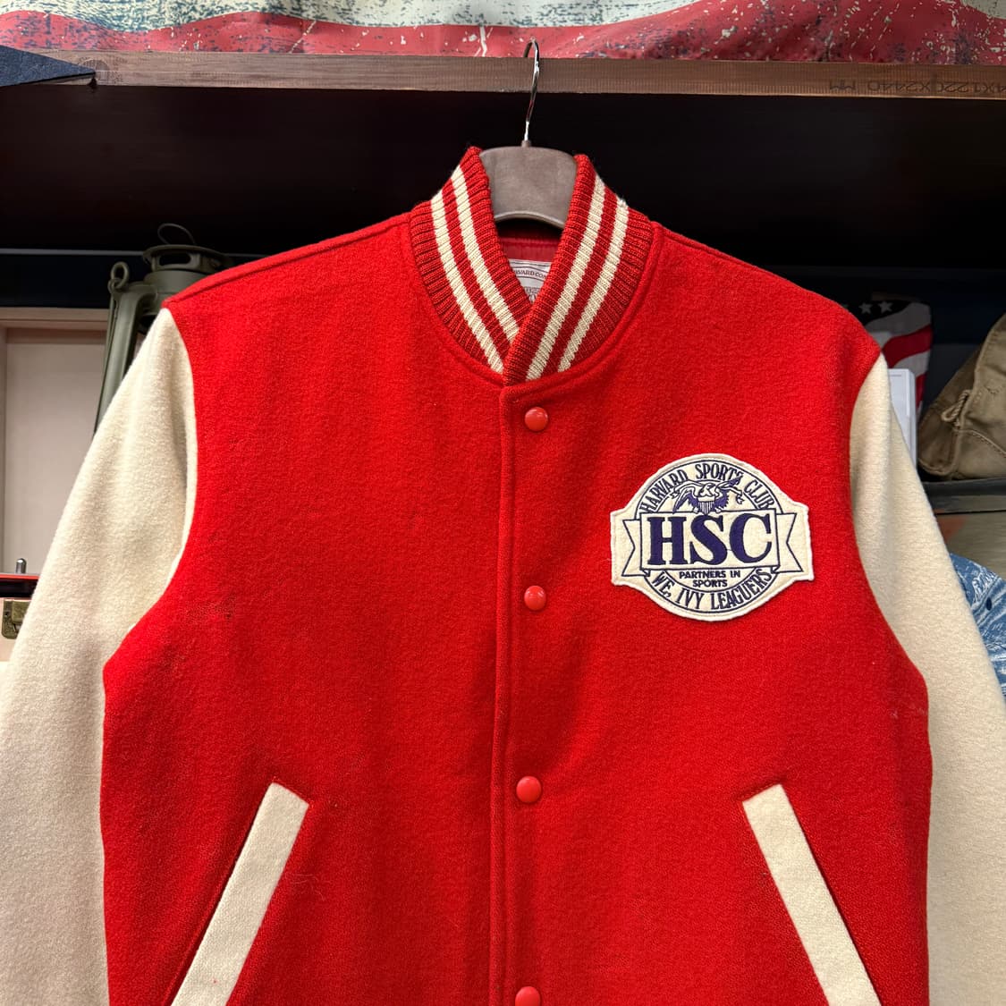90s 하버드 오리지널 아이비리그 스포츠클럽 울 바시티자켓 N854   상품이미지3