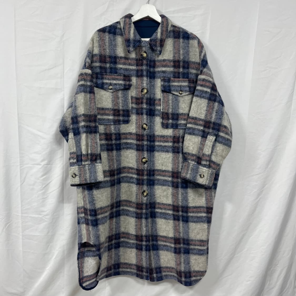 이자벨마랑 에뜨왈 체크 울 롱코트 상품이미지1