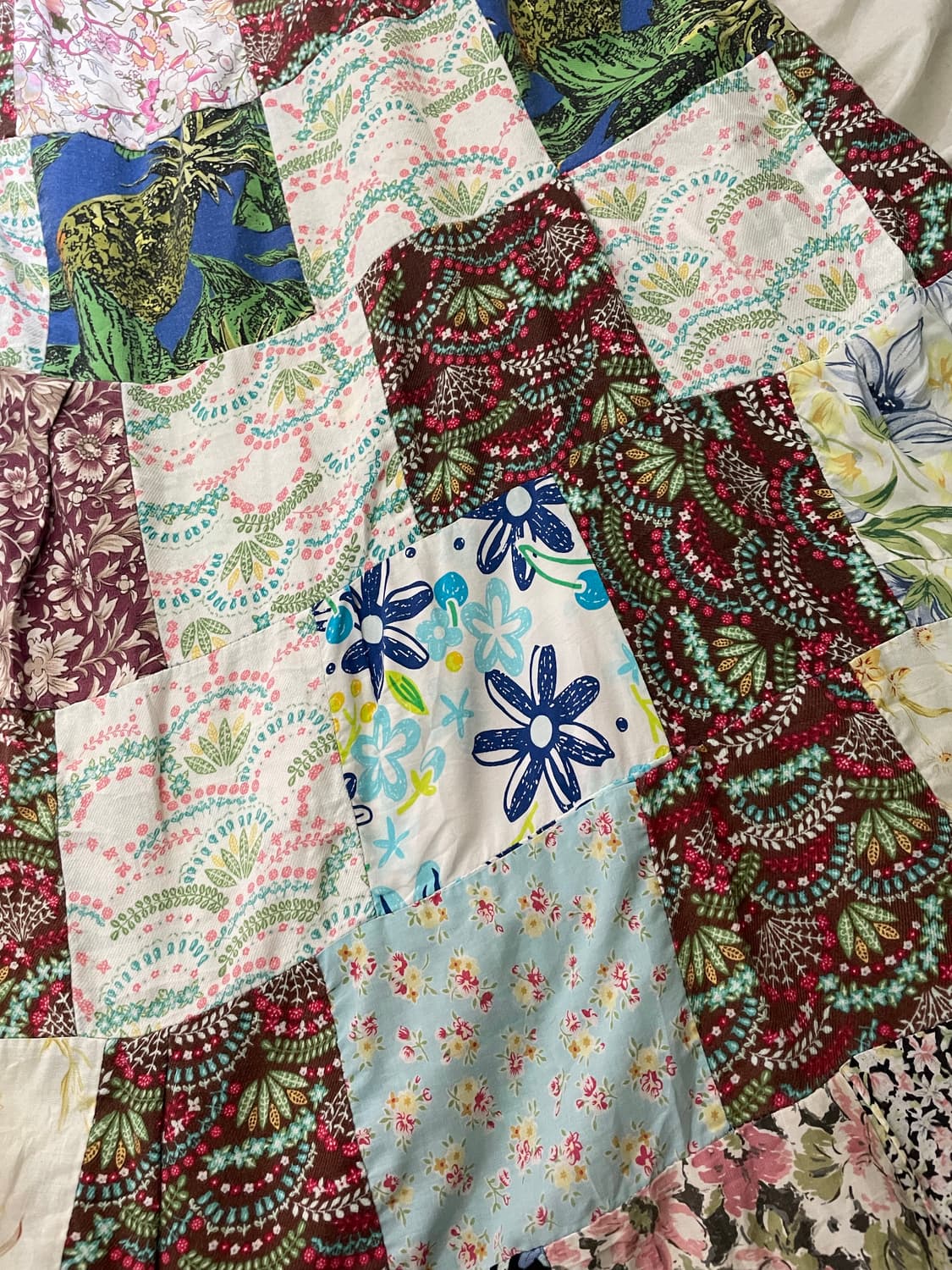 빈티지 패치워크 플레어 스커트 (핸드메이드 감성) 상품이미지6