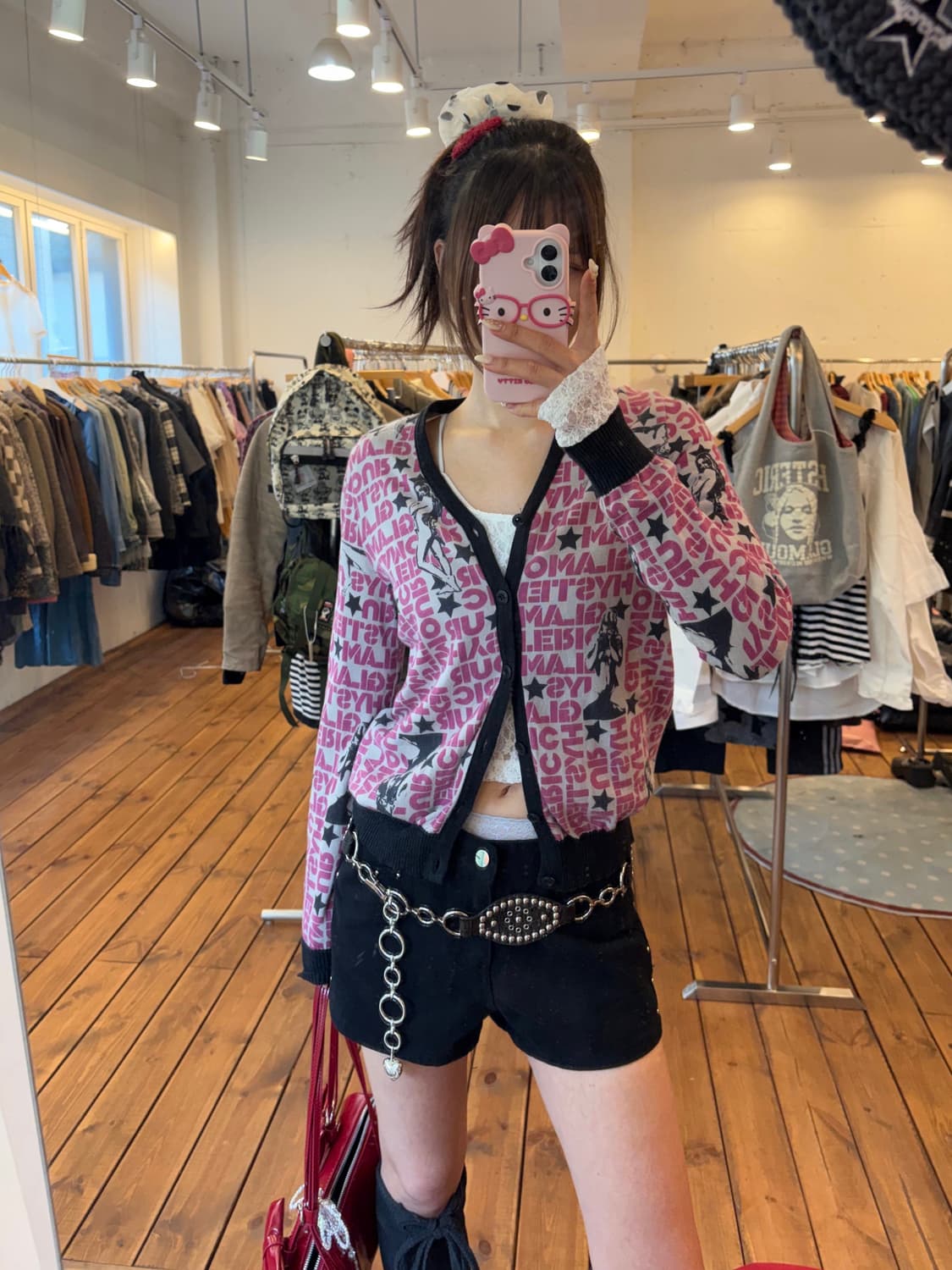 히스테릭글래머 핑크 스타 가디건 상품이미지5