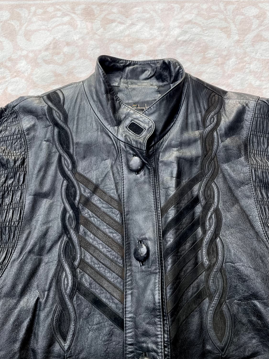 Won Dong Hee 보헤미안 웨스턴 블랙레더 카코트 상품이미지3