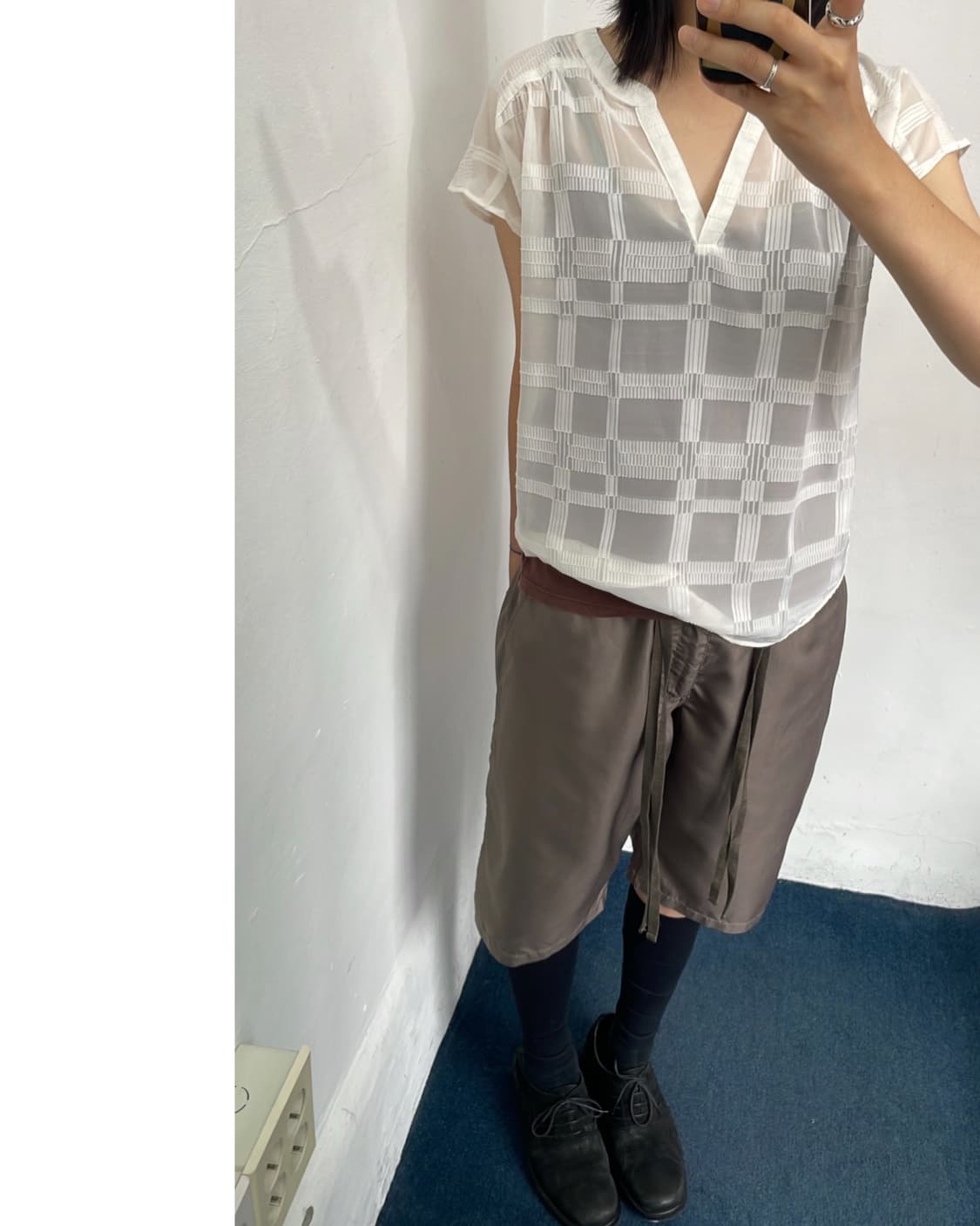 Square pattern blouse 상품이미지5