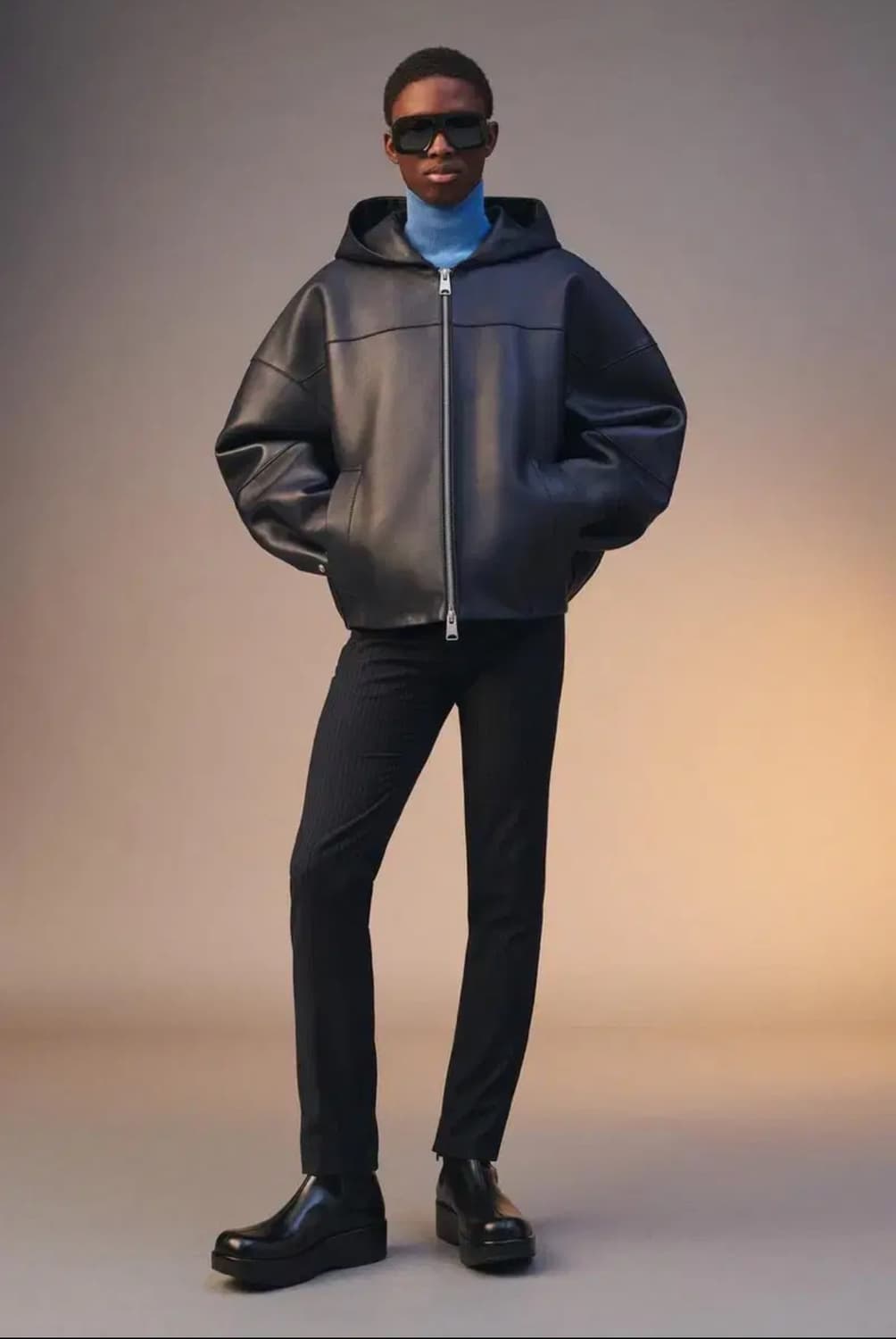 자라 후드 레더 점퍼 가죽 자켓 LIMITED EDITION L-XL 상품이미지1