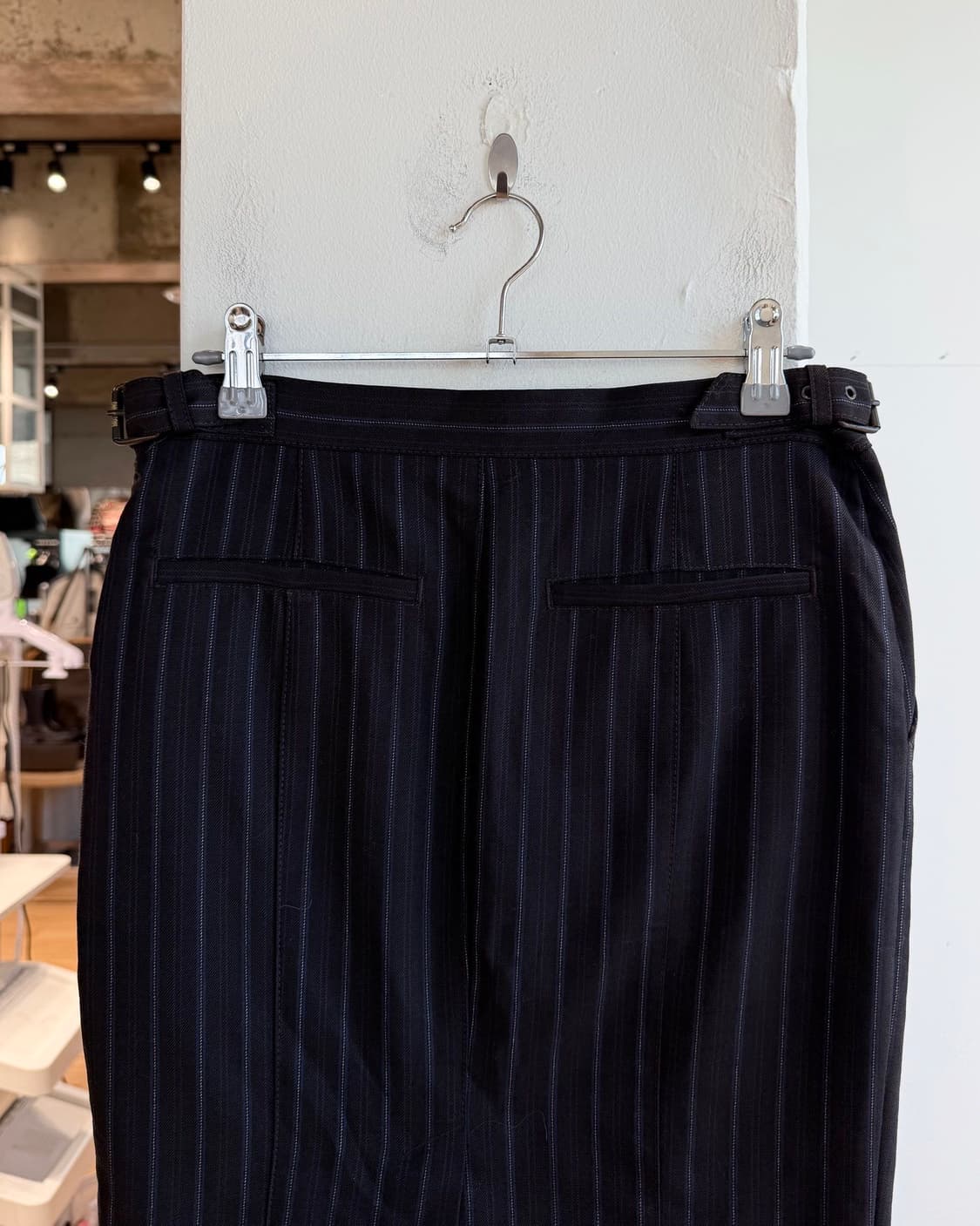 모스키노 진스 브라운 스트라이프 버클 미디스커트 상품이미지6