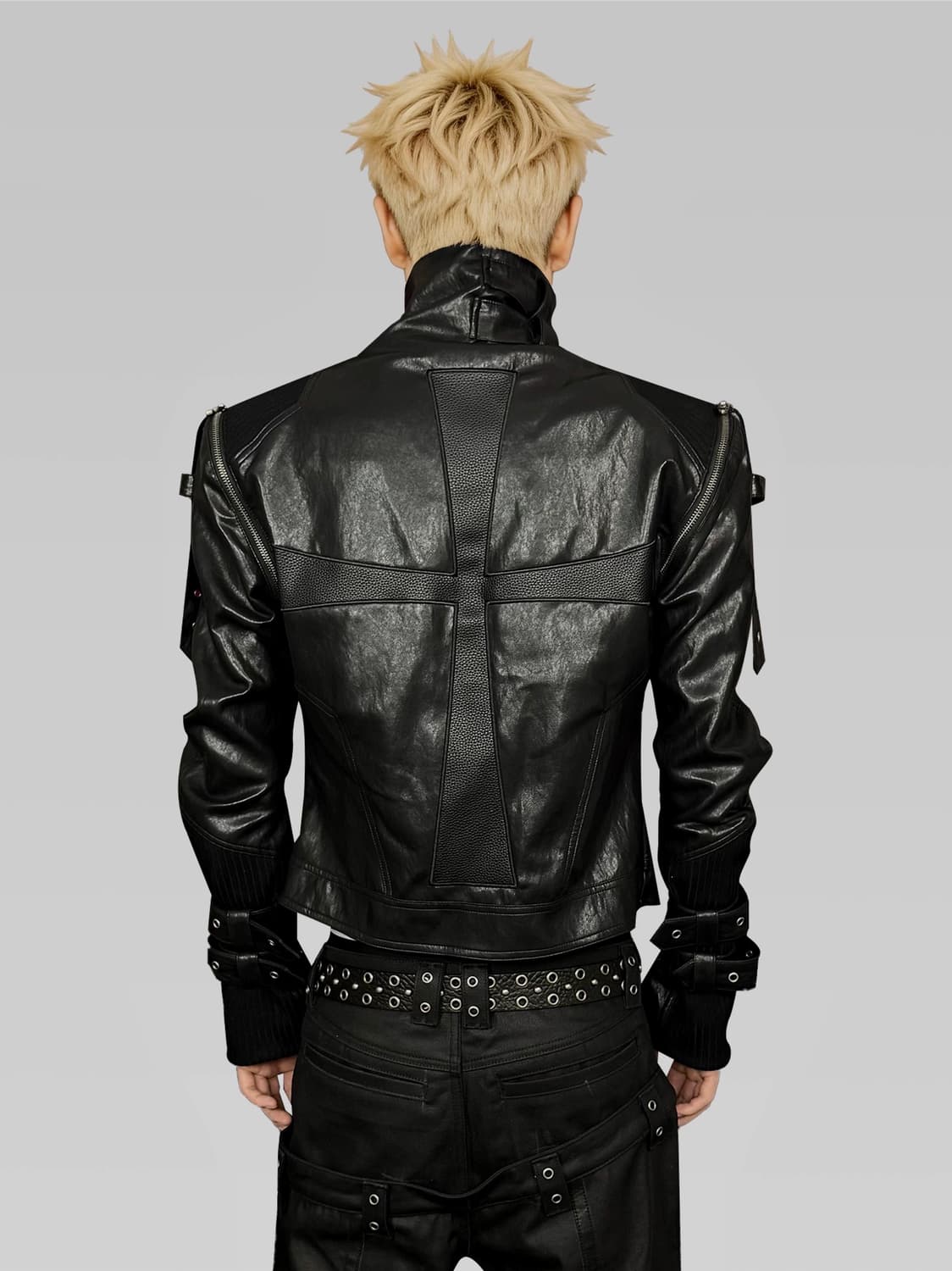 하이넥 테크 레더 자켓 상품이미지4