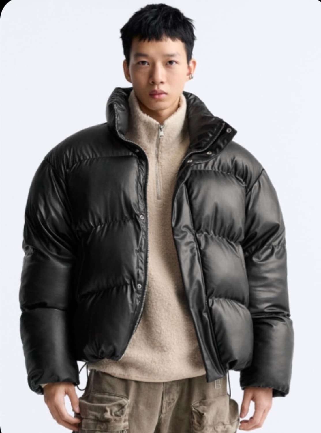 ZARA 자라 크롭핏 레더 패딩 상품이미지1