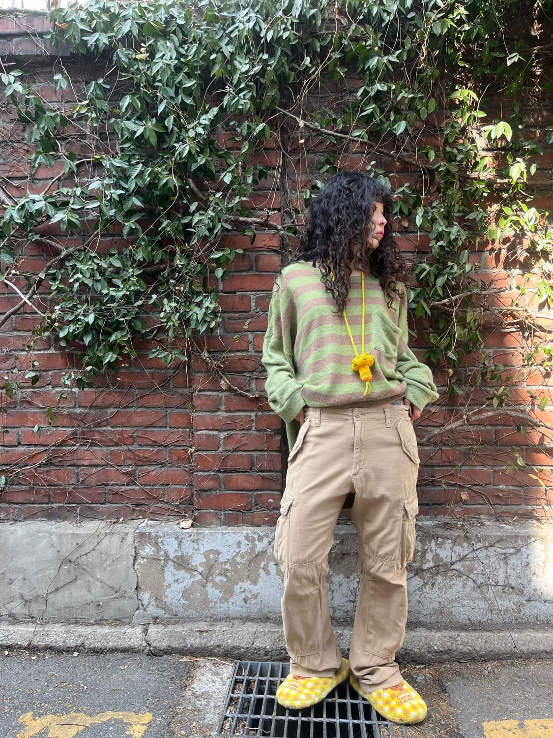 빈티지 베이지 카고 와이드 팬츠 상품이미지1