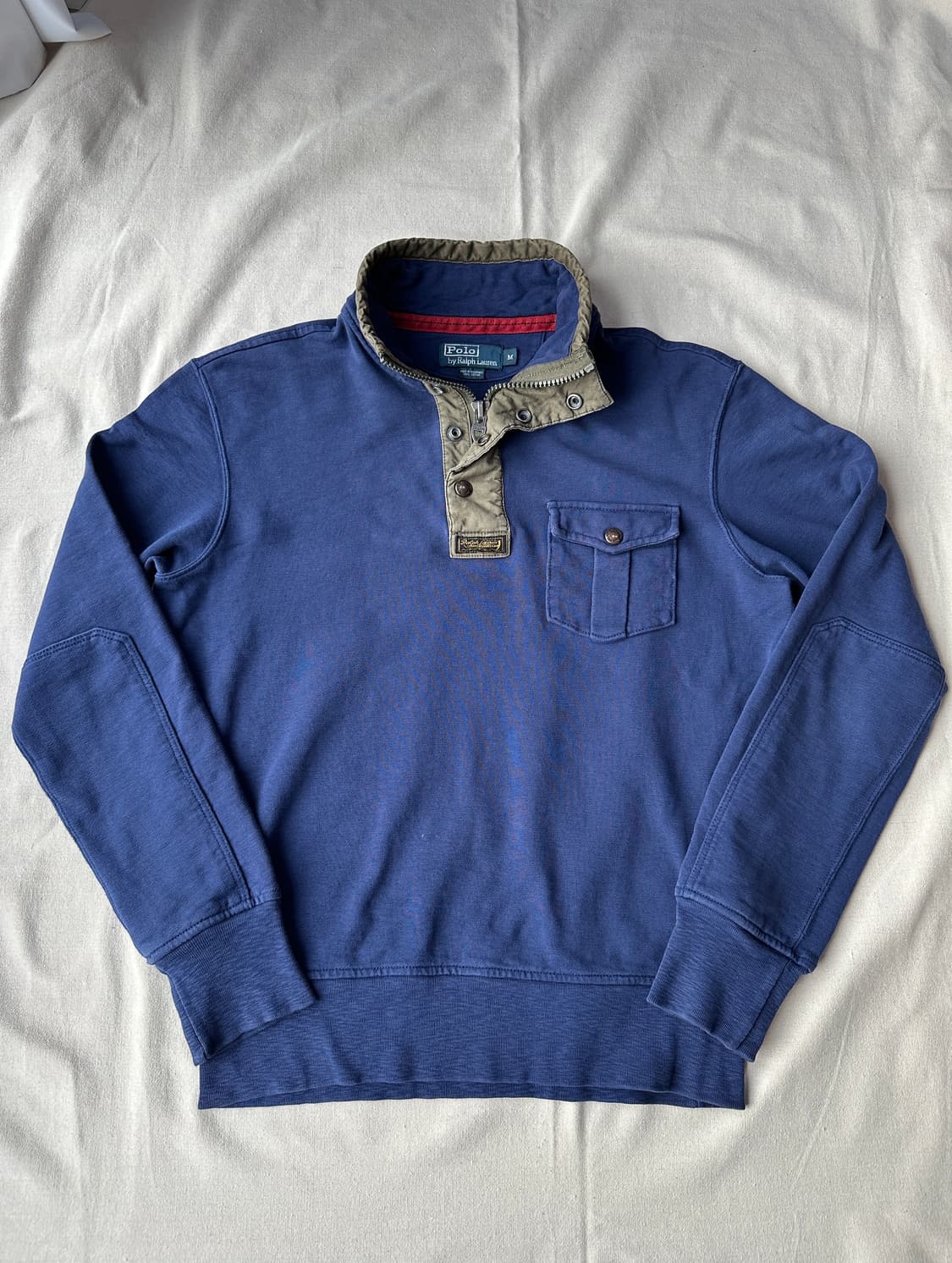 폴로 랄프로렌 밀리터리 반집업 엘보우패치 스웻셔츠 M 상품이미지1