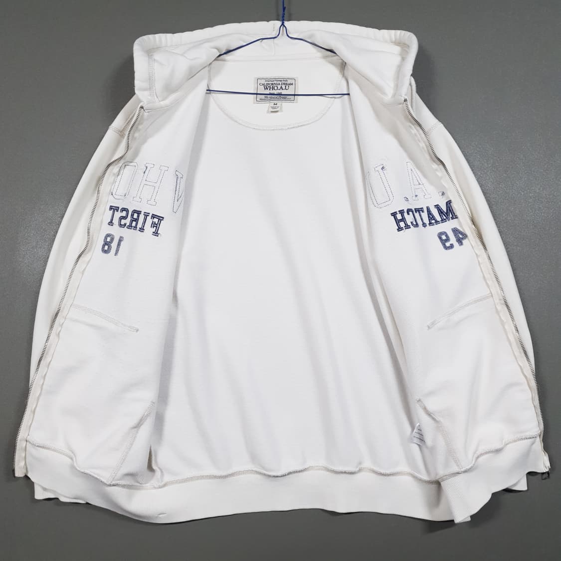 실측 XL) 후아유 신형 22FW 시그니처 빅로고 후드집업 자켓 화이트 상품이미지6