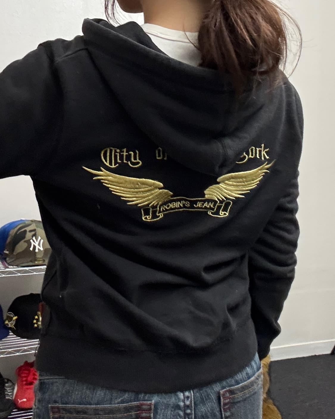 로빈스진 골드윙 블랙 후드집업 상품이미지3