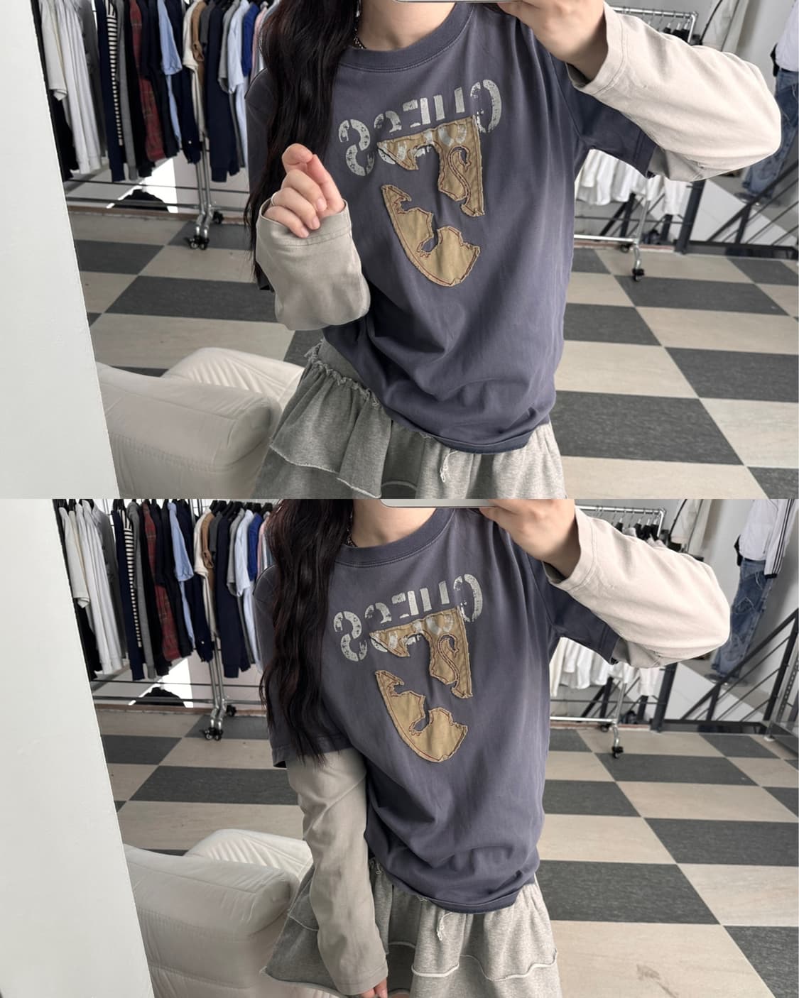 게스 진스 빈티지 레이어드 티셔츠  상품이미지8