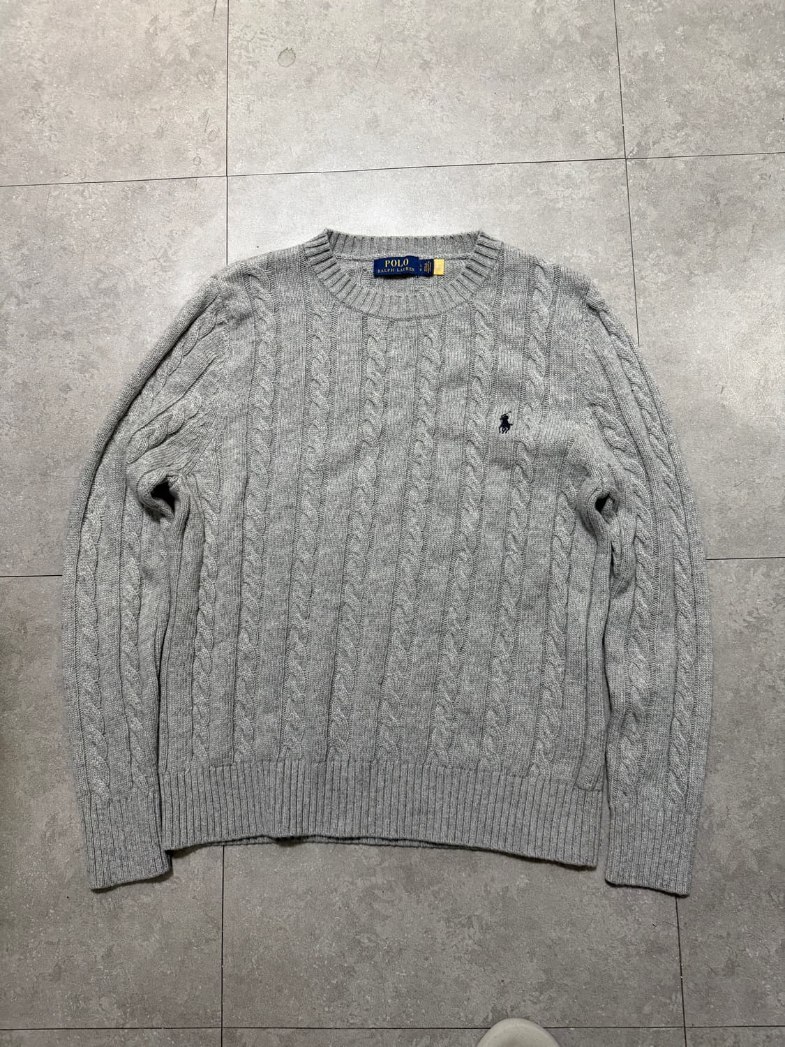 랄프로랜 폴로 그레이컬러 빈티지 케이블 코튼 니트  100size   상품이미지10